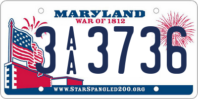 MD license plate 3AA3736