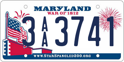 MD license plate 3AA3741