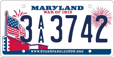 MD license plate 3AA3742