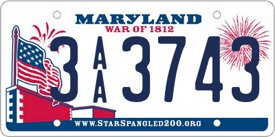 MD license plate 3AA3743