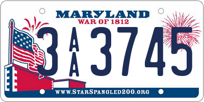 MD license plate 3AA3745