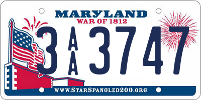 MD license plate 3AA3747