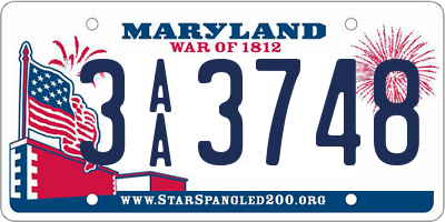 MD license plate 3AA3748