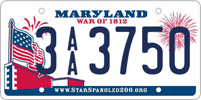 MD license plate 3AA3750