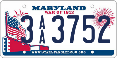 MD license plate 3AA3752