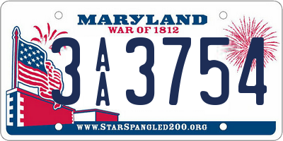 MD license plate 3AA3754