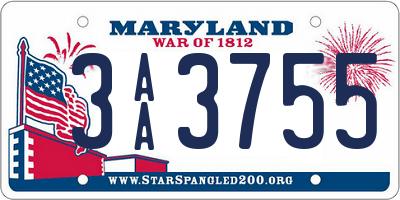 MD license plate 3AA3755