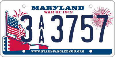 MD license plate 3AA3757