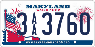 MD license plate 3AA3760