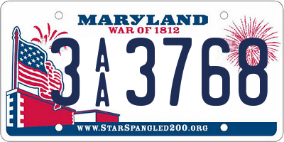 MD license plate 3AA3768