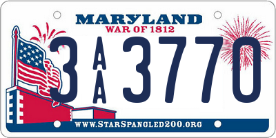 MD license plate 3AA3770