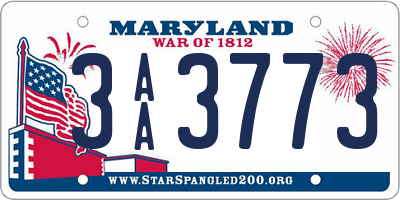 MD license plate 3AA3773