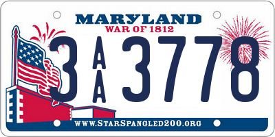 MD license plate 3AA3778