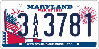 MD license plate 3AA3781