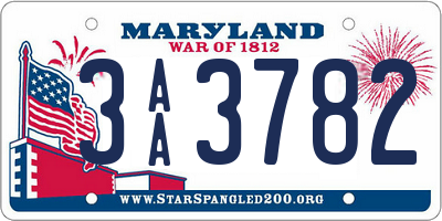 MD license plate 3AA3782