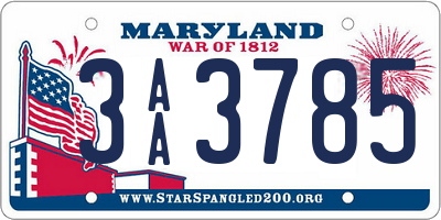 MD license plate 3AA3785