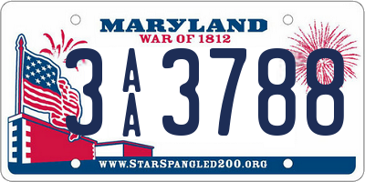 MD license plate 3AA3788