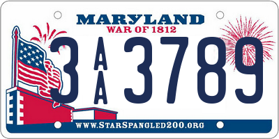 MD license plate 3AA3789