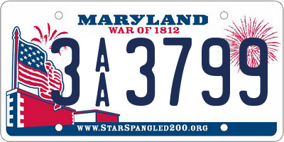 MD license plate 3AA3799