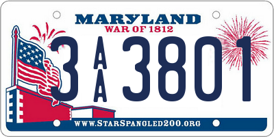 MD license plate 3AA3801