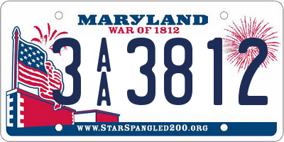 MD license plate 3AA3812