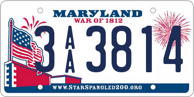 MD license plate 3AA3814