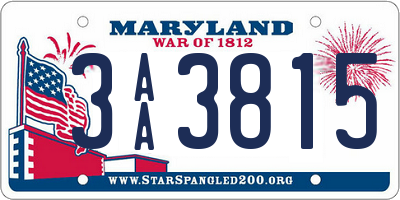 MD license plate 3AA3815