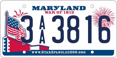 MD license plate 3AA3816