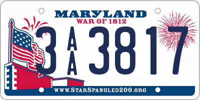 MD license plate 3AA3817