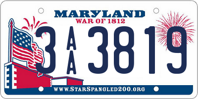 MD license plate 3AA3819