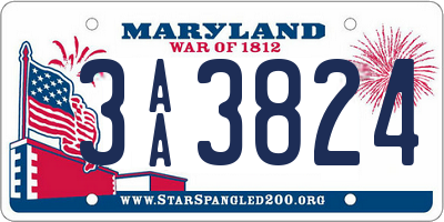 MD license plate 3AA3824