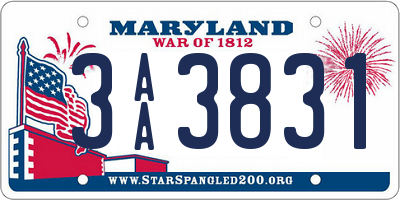 MD license plate 3AA3831