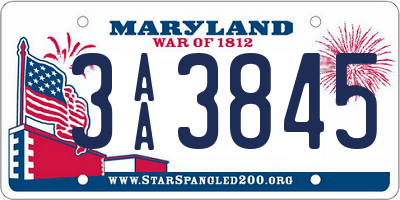 MD license plate 3AA3845