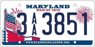 MD license plate 3AA3851