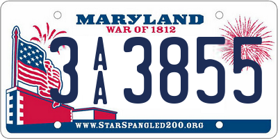 MD license plate 3AA3855