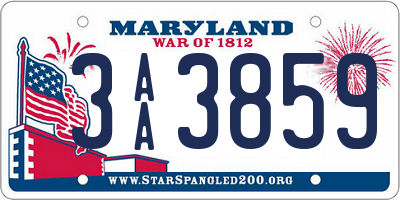 MD license plate 3AA3859