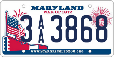 MD license plate 3AA3868