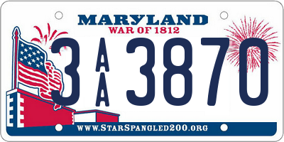 MD license plate 3AA3870