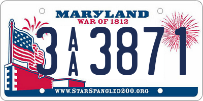 MD license plate 3AA3871