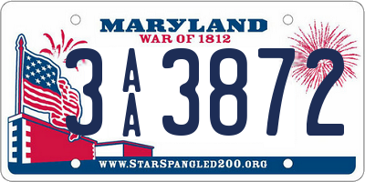MD license plate 3AA3872