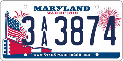 MD license plate 3AA3874