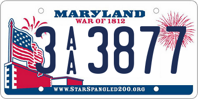 MD license plate 3AA3877