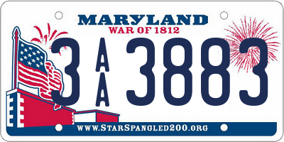 MD license plate 3AA3883