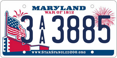 MD license plate 3AA3885