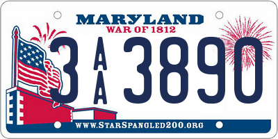 MD license plate 3AA3890