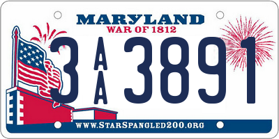 MD license plate 3AA3891