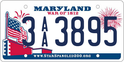 MD license plate 3AA3895