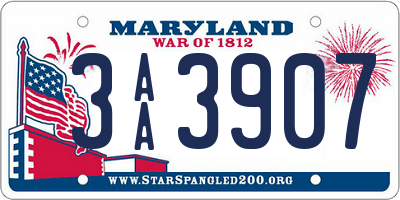 MD license plate 3AA3907