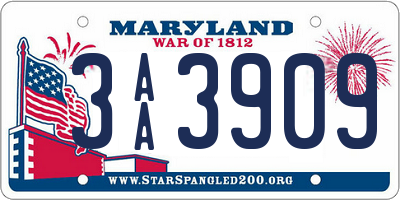 MD license plate 3AA3909