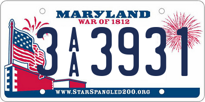 MD license plate 3AA3931